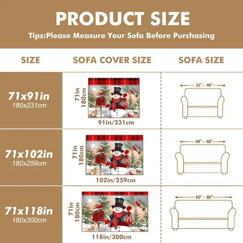Vista 7 de Funda de sofá con estampado de muñeco de nieve de Navidad, fundas de sofá para sillón, funda resistente a las manchas, protector universal de muebles