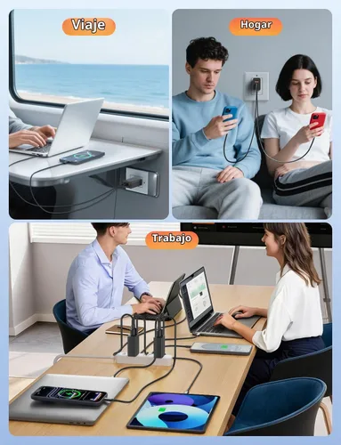 Vista 7 de Paquete de 2 bloques de cargador USB C de 100 W, adaptador de pared de Negro