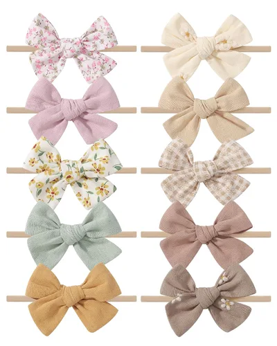 Vista 11 de doboi 3 diademas para el 4 de julio para niñas Star - Bandas de nailon y lino para el cabello, hechas a mano, accesorios para el cabello