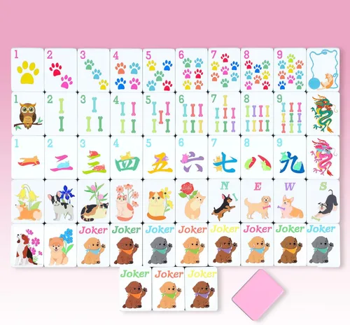 Vista 10 de Arrowbash 168 piezas de mahjong americano solamente, 1.2 pulgadas, parte Rosa