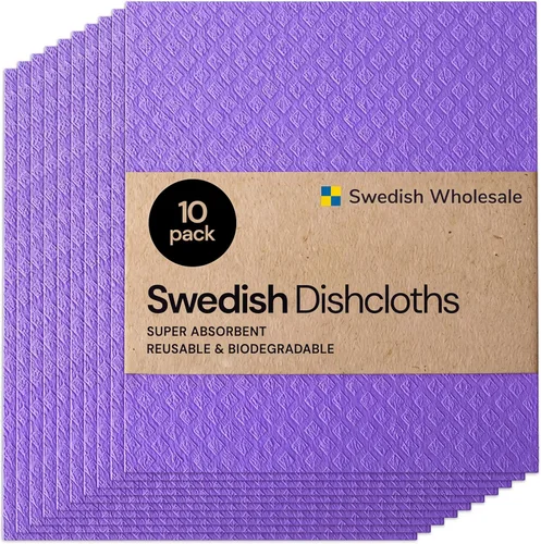 Vista 11 de Paños de esponja de celulosa sueca para platos, paquete de 10 paños de limpieza ecológicos, sin olor, reutilizables, para cocina, absorbente