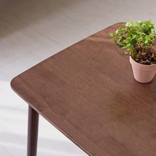 Vista 9 de Livinia Aslan Mesa de comedor rectangular de madera de roble malayo de 47 pulgadas, escritorio de cocina de madera maciza (nogal)