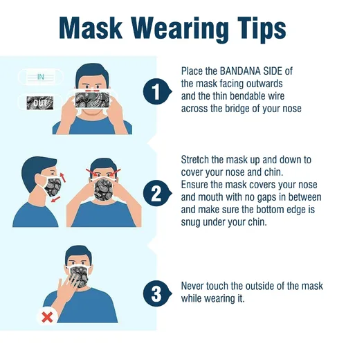 Vista 8 de WECARE Paquete de máscara facial de teñido anudado y bandana para adultos, envuelta individualmente