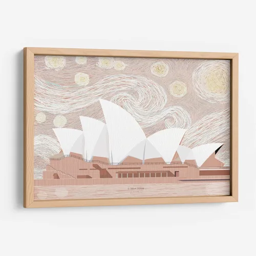 Vista 9 de Canvas Lab Sydney Opera House in Pink by DRAM 11 x 7 in Fine Art Framed Print, Frame Color: Black, With Mat Architecture, Cities