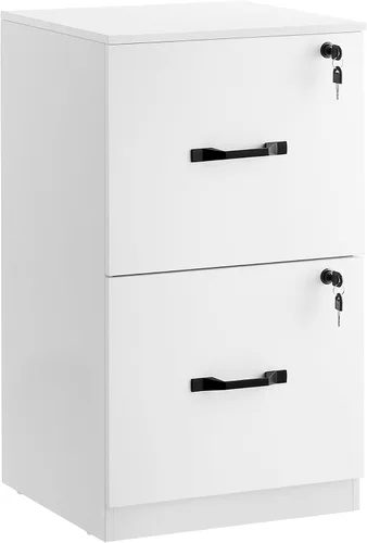 Vista 7 de VASAGLE Archivador de 2 cajones con cerradura, soporte de impresora, organizador de archivador de oficina, para documentos tamaño A4 y carta, blanco