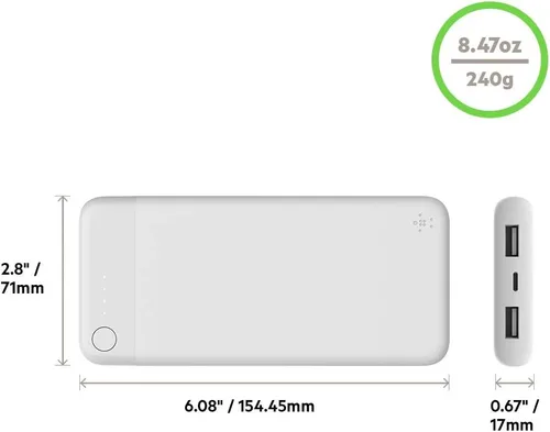 Vista 3 de Belkin Boost Charge Power Bank 10K con conector Lightning.