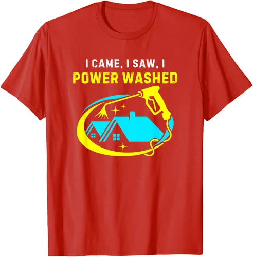 Vista 20 de Camiseta con texto en inglés "I Came, I Saw, I Power Washed Funny Power Washing", Negro