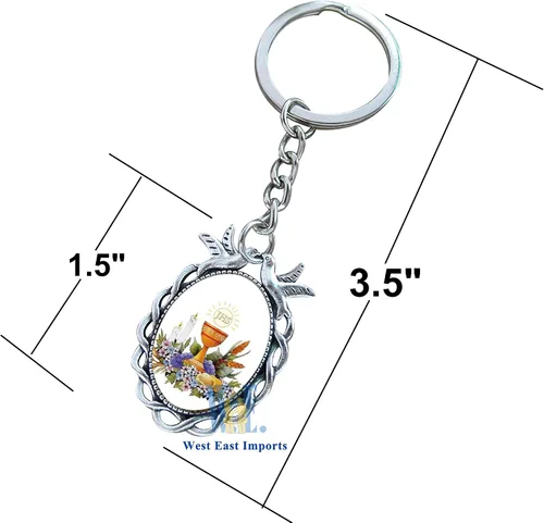 Vista 3 de Llavero de primera comunión (12 piezas) Recuerdos de Primera Comunión Niña/Niño Llavero Regalo para invitados niño niña, plateado