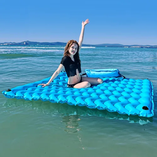 Vista 10 de Alfombra flotante inflable gigante mejorada 2025 - Flotador de piscina para adultos con hamaca para piscina, piscina, playa, lago para fiesta