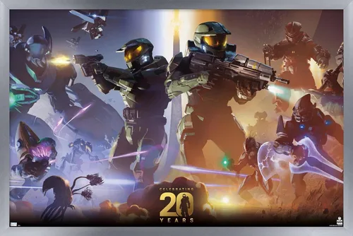 Vista 15 de Trends International Halo - Póster de pared de 20 años, 22.4 pulgadas de largo x 14.7 pulgadas, versión enmarcada en madera de granero