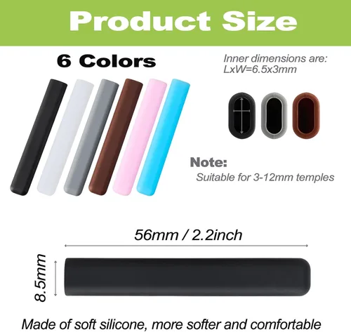 Vista 3 de Gdnmapt Almohadillas de silicona para orejas de gafas, agarre antideslizante para gafas, cómodas orejeras para gafas, solución de almohadillas de 2