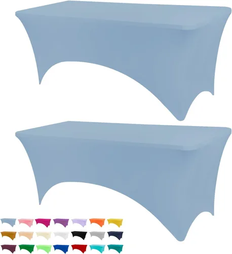 Vista 24 de BDDC - Funda de mesa ajustada de 4 pies, manteles de elastano negros, manteles elásticos lavables y resistentes a las arrugas para eventos, bodas
