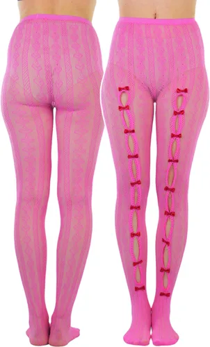 Vista 4 de ToBeInStyle Mallas de rayas opacas transparentes a rayas para mujer Lado de ganchillo - Negro