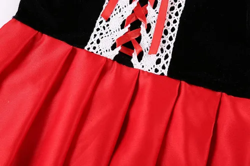 Vista 4 de Disfraz de capucha roja para niñas, disfraz con diadema de capa, bolsa de calabaza