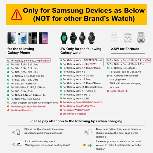 Vista 2 de Cargador inalámbrico para Samsung/Android, HOLYJOY estación de carga rápida plegable 3 en 1/soporte/cargador múltiple para Samsung S25