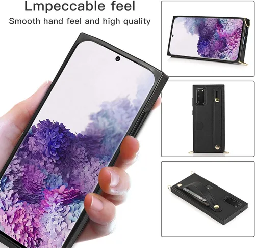 Vista 3 de CCSmall - Funda cruzada para Samsung Galaxy S20 FE (no S20) con soporte para ranura para tarjetas, correa de cordón ajustable con función atril