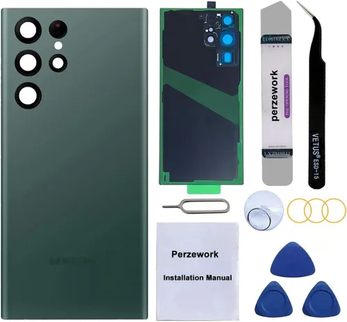 Vista 13 de Reemplazo de cristal trasero trasero para Samsung Galaxy S22 Ultra 6.8 pulgadas 5G con kit de herramientas de reparación y adhesivo preinstalado