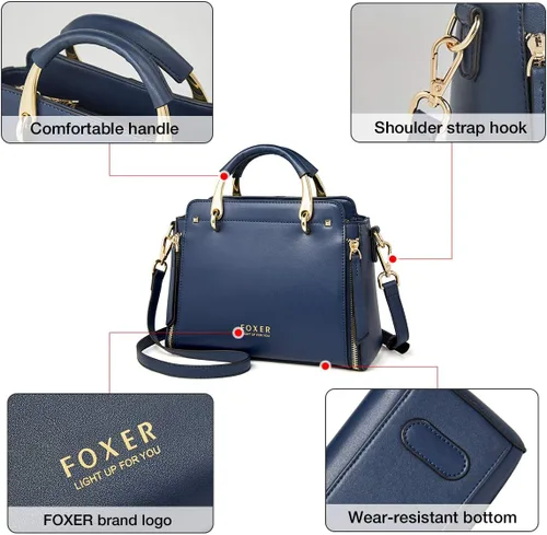 Vista 6 de Bolsos de cuero para mujer, bolsos con asa superior con correa ajustable
