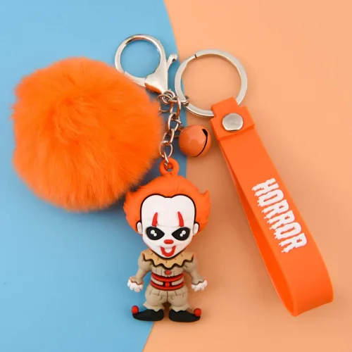 Vista 4 de CEMMY XU Llavero de Halloween para mujeres y hombres, llavero de película de terror, campana pequeña para recuerdos de fiesta
