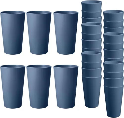 Vista 14 de Juego de 24 vasos de plástico irrompibles, vasos de plástico reutilizables de 20 onzas, vasos de agua apilables, vaso para beber para cocina