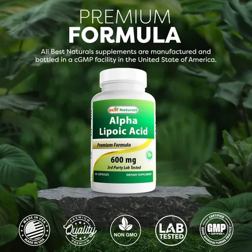 Vista 5 de Best Naturals Ácido alfa lipoico 600 mg 60 cápsulas – ALA Potente antioxidante (60 unidades (paquete de 1))