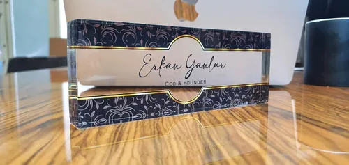 Vista 4 de Placa de nombre para escritorio de oficina, placa de escritorio personalizada, placa de oficina, flor, oficina, accesorios de escritorio, placa