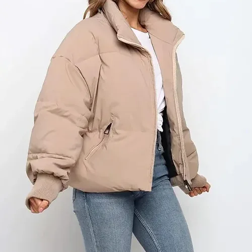 Vista 4 de Oggfader Chaqueta acolchada de invierno para mujer, manga larga, abrigo cálido, chaquetas acolchadas a la moda