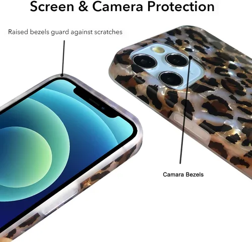 Vista 5 de J.west - Funda compatible con iPhone 11 de 6.1 pulgadas, elegante y transparente, con estampado de leopardo y guepardo, diseño nacarado, de silicona