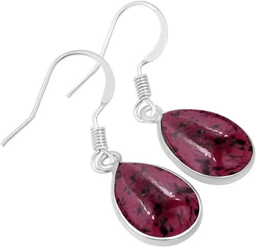 Vista 5 de Teardrop Shape Gemstone Dangle Earrings for Women - Sterling Silver Plated Birthstone Dangle & Drop Handmade Jewelry Earrings - Wedding Chrisrmas
