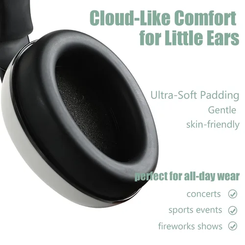 Vista 2 de Funbliss Auriculares de protección auditiva para bebés, color blanco y negro Blanco/Negro