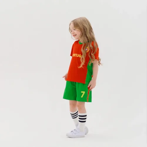 Vista 4 de Camisetas de fútbol para niños y niñas, trajes de camiseta de entrenamiento de fútbol para niños y niñas, uniformes