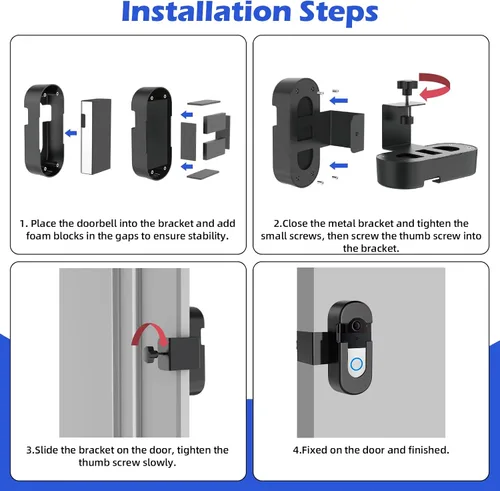 Vista 4 de Soporte Antirrobo para Timbre de Video Ring, Compatible con Timbre de Video, Soporte de Montaje Ajustable Sin Taladro para Timbres Inalámbricos