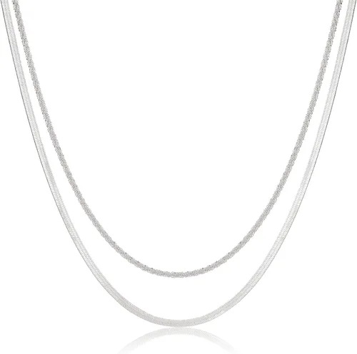 Vista 48 de Collares en capas para mujer, chapados en plata, delicada cuerda torcida de serpiente, delicado collar en capas, gargantilla de diferentes