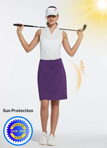 Vista 5 de BALEAF - Falda pantalón corta de 20 pulgadas de longitud hasta la rodilla, falda atlética, modesta, larga, casual, con bolsillos, protección UV