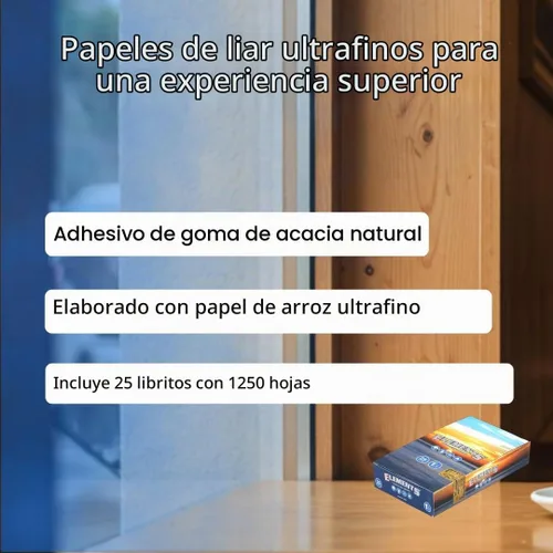 Vista 8 de Elements 1.25 1 1/4 tamaño ultradelgado. Papel de liar de arroz con cierre magnético completo, caja de 25