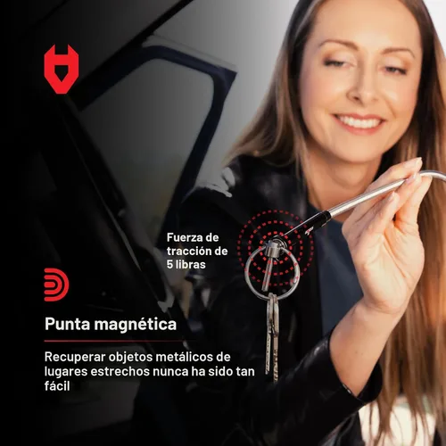 Vista 5 de NoCry Herramienta de recogida de garra magnética flexible con luz LED brillante - Herramienta de recogida magnética retráctil de 27.7 pulgadas