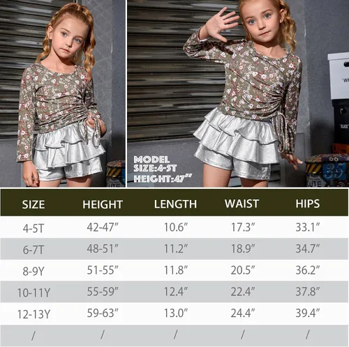 Vista 6 de Pantalones cortos metálicos plisados para niñas, con volantes brillantes, para patinadora, danza, cintura elástica, pantalones con gafas de sol