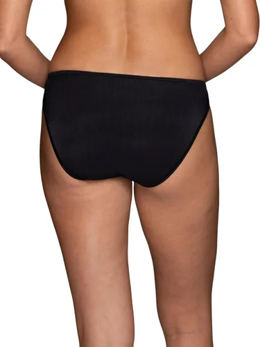 Vista 2 de Vanity Fair Bragas de bikini con tira para mujer, Illumination, con elástico sedoso y ribete de satén Paquete de 3 Negro (Midnight Black)