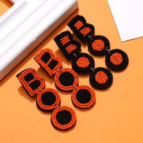 Vista 7 de 23 pares de aretes de Halloween para mujer, aretes de fantasma, calabaza y fantasma, bonitos aretes colgantes de maíz de caramelo, decoraciones