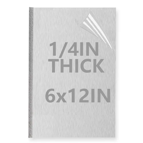 Vista 26 de Placa de hoja de aluminio de 1 pulgada de grosor, placas de aluminio resistentes de 6 x 6 pulgadas con película protectora, placa de panel plano