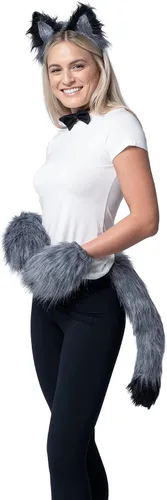 Vista 6 de Spooktacular Creations Wolf Ears Tail and Gloves Set, Furry Fox Accessories Set with Tail