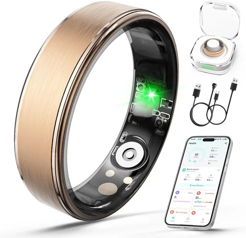 Vista 10 de Anillo inteligente para mujeres y hombres, anillo de seguimiento de salud con frecuencia cardíaca, monitor de sueño, oxígeno en sangre, HRV, estrés
