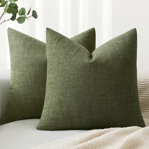 Vista 22 de MIULEE - Paquete de 2 fundas de almohada decorativas de lino de arpillera costera, estilo granja, para sofá, coche, sillón, dormitorio, sala de Azul