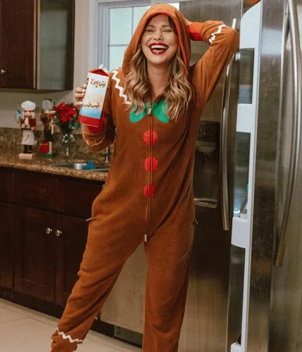 Vista 5 de Tipsy Elves - Enterizo navideño para adultos, cómodo, festivo y a juego para hombres y mujeres con bolsillos prácticos