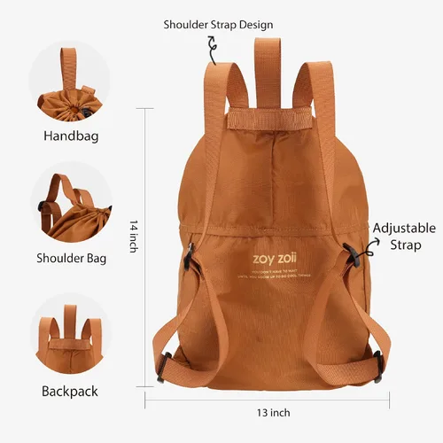 Vista 6 de Zoy zoii Bolsa con cordón para niños, bonita bolsa de regalo para niñas, niños, deportes, campamento, viajes al aire libre, Arco iris