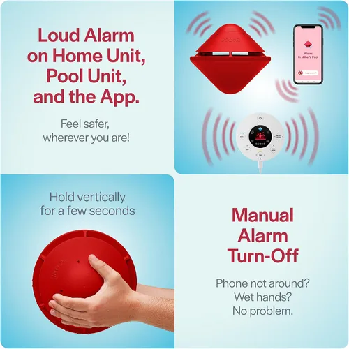 Vista 4 de Sistema Multi BCONE® Alarma de piscina de Lifebuoy® Alarma flotante para piscina certificada ASTM F2208 Alarmas de seguridad para piscina fuerte