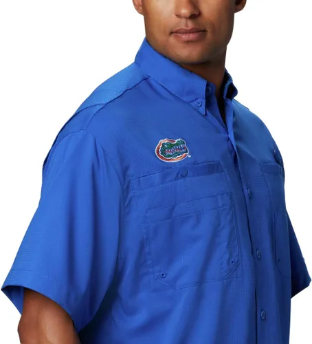 Vista 5 de Columbia NCAA Camisa Tamiami de Manga Corta para Hombre Universitaria Tallas Grandes y Altas Fla - Azul