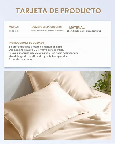 Vista 8 de THXSILK Funda de almohada 100% seda de morera para la salud del cabello y la piel, funda de almohada suave y lisa de 22 momme con cremallera oculta