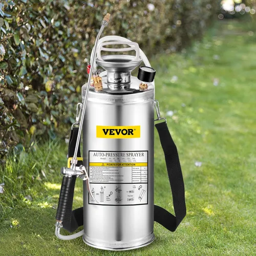 Vista 12 de Happybuy Pulverizador de bomba de acero inoxidable de 1 galón, varita de 12 pulgadas y manguera reforzada de 3 pies, medidor de presión, válvula