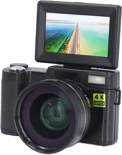 Vista 5 de Cámara de vlogging de 48 MP, cámara digital 4K, enfoque automático, anti vibración, cámara de vlogging de 48 MP con tarjeta de 32G, pantalla